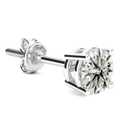 1 Carat Single Diamond Stud Earring In 14 Karat White Gold