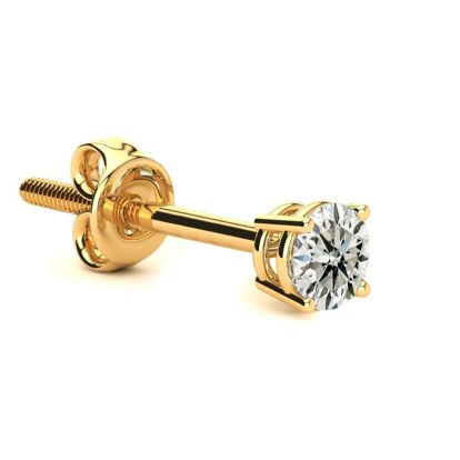 1/4 Carat Single Diamond Stud Earring In 14 Karat Yellow Gold