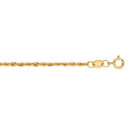 14 Karat Yellow Gold 1.5mm 16 Inch Light Weight Rope Chain