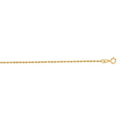 14 Karat Yellow Gold 1.25mm 16 Inch Solid Diamond Cut Rope Chain
