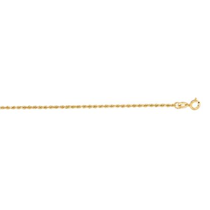 14 Karat Yellow Gold 1.25mm 20 Inch Solid Diamond Cut Rope Chain