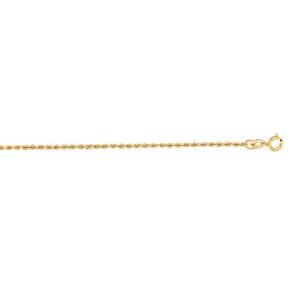 14 Karat Yellow Gold 1.25mm 16 Inch Solid Diamond Cut Rope Chain