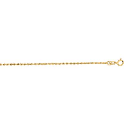 14 Karat Yellow Gold 1.25mm 18 Inch Solid Diamond Cut Rope Chain