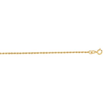 14 Karat Yellow Gold 1.25mm 20 Inch Solid Diamond Cut Rope Chain