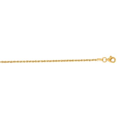 14 Karat Yellow Gold 1.50mm 22 Inch Solid Diamond Cut Rope Chain