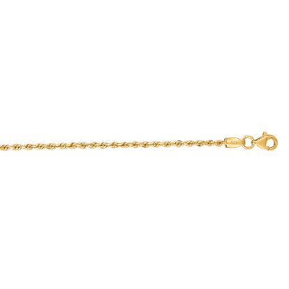 14 Karat Yellow Gold 2.0mm 16 Inch Solid Diamond Cut Rope Chain
