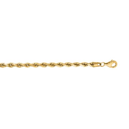 14 Karat Yellow Gold 4.0mm 24 Inch Solid Diamond Cut Rope Chain