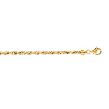 14 Karat Yellow Gold 5.0mm 20 Inch Solid Diamond Cut Rope Chain