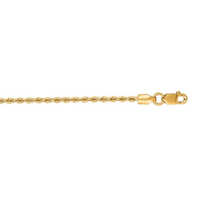 14 Karat Yellow Gold 1.50mm 16 Inch Solid Rope Chain