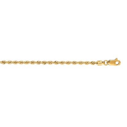 14 Karat Yellow Gold 2.5mm 16 Inch Solid Rope Chain