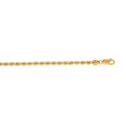 14 Karat Yellow Gold 3.0mm 16 Inch Solid Rope Chain