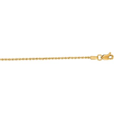 14 Karat Yellow Gold 1.25mm 20 Inch Solid Rope Chain