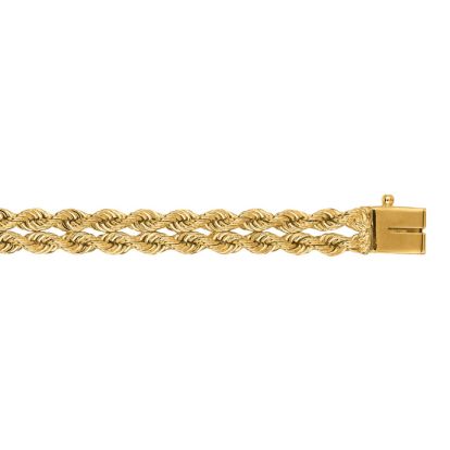 14 Karat Yellow Gold 6.0mm 7 Inch Double Line Rope Chain