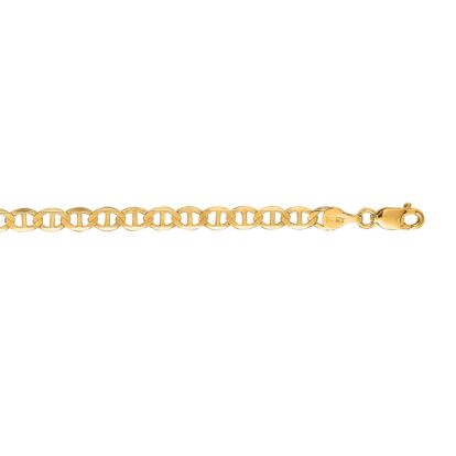 14 Karat Yellow Gold 4.50mm 22 Inch Diamond Cut Mariner Link Chain