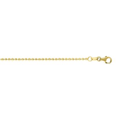 14 Karat Yellow Gold 1.50mm 18 Inch Non Diamond Cut Shiny Bead Chain