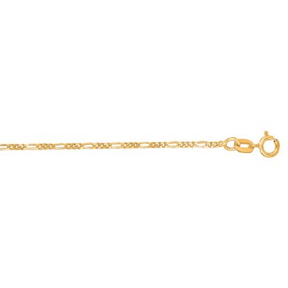 14 Karat Yellow Gold 1.90mm 7 Inch Diamond Cut Classic Figaro Chain