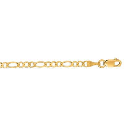 14 Karat Yellow Gold 2.80mm 24 Inch Diamond Cut Classic Figaro Chain