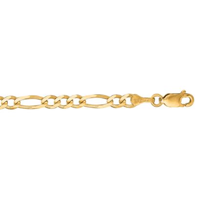 14 Karat Yellow Gold 3.80mm 30 Inch Diamond Cut Classic Figaro Chain