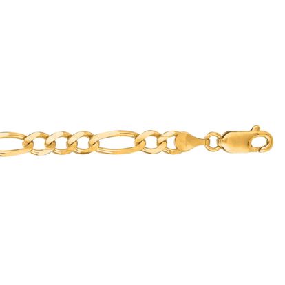 14 Karat Yellow Gold 4.50mm 18 Inch Diamond Cut Classic Figaro Chain
