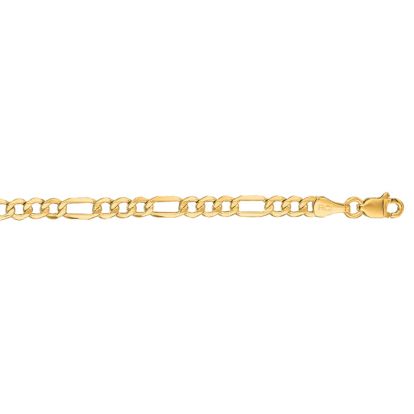 14 Karat Yellow Gold 3.5mm 24 Inch Diamond Cut Light Figaro Chain