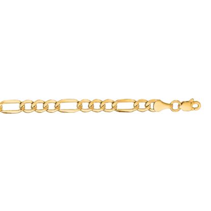14 Karat Yellow Gold 4.6mm 20 Inch Diamond Cut Light Figaro Chain