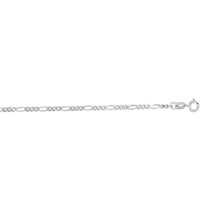 14 Karat White Gold 1.90mm 16 Inch Diamond Cut Classic Figaro Chain