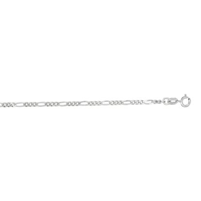 14 Karat White Gold 1.90mm 18 Inch Diamond Cut Classic Figaro Chain
