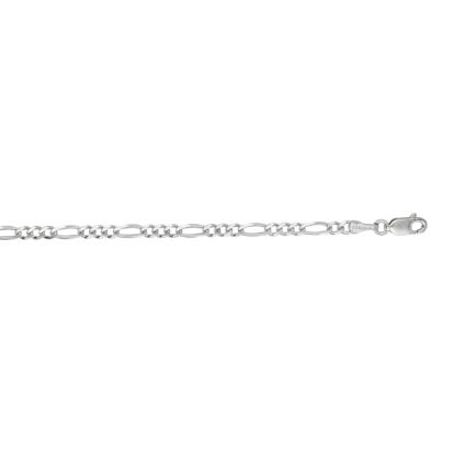 14 Karat White Gold 3.0mm 18 Inch Diamond Cut Classic Figaro Chain