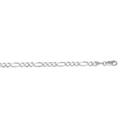 14 Karat White Gold 3.80mm 24 Inch Diamond Cut Classic Figaro Chain