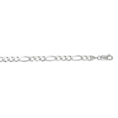 14 Karat White Gold 4.60mm 24 Inch Diamond Cut Classic Figaro Chain