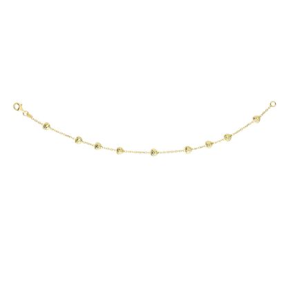 14 Karat Yellow Gold 7.50 Inch Heart & Cable Chain Bracelet