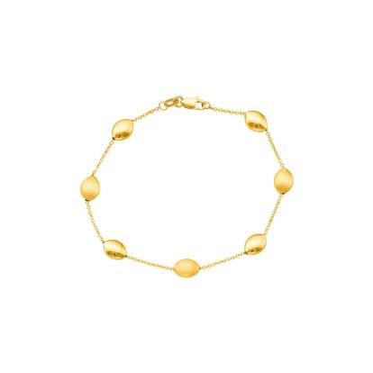 14 Karat Yellow Gold 7.25 Inch Shiny & Satin Finish Pebble Bracelet