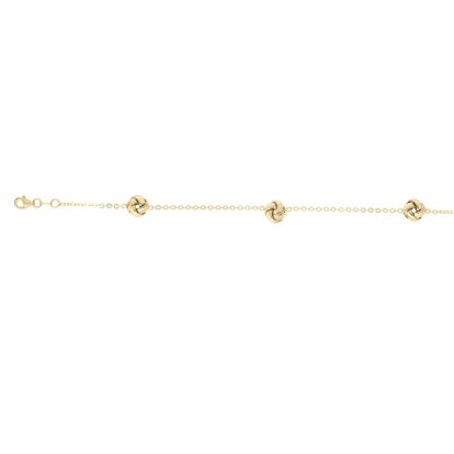 14 Karat Yellow Gold 7.25 Inch Shiny Loveknot Chain Bracelet