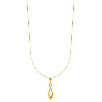 14 Karat Yellow Gold 32mm 18 Inch Shiny Infinity Pendant Necklace