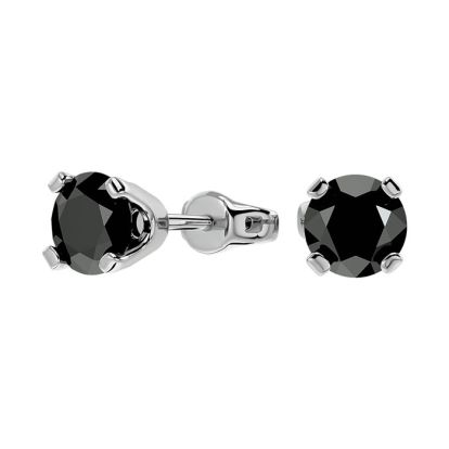 1ct Black Diamond Stud Earrings, 14k White Gold