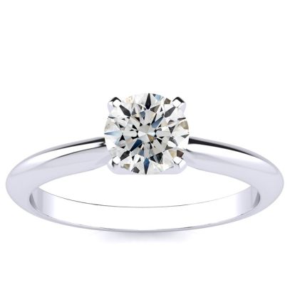 Round Engagement Rings, 3/4 Carat Diamond Engagement Ring Crafted In Platinum