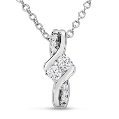 1/4 Carat Two Stone Two Diamond Knot Necklace In 14K White Gold