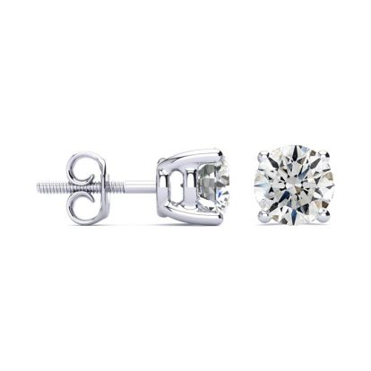 1 3/4 Carat Round Diamond Stud Earrings In 14 Karat White Gold