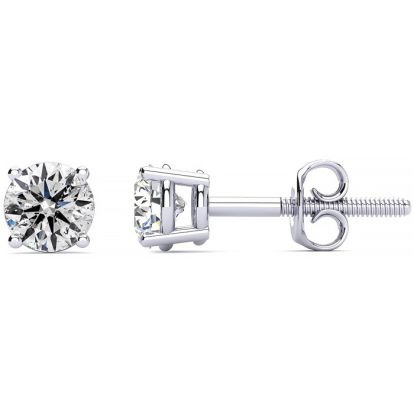 1 Carat Natural, Colorless Diamond Stud Earrings In 14 Karat White Gold.  These Diamond Are Not Enhanced In Any Way!