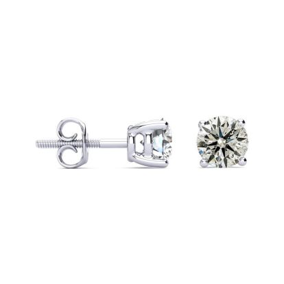 1 1/2 Carat Diamond Stud Earrings In 14 Karat White Gold. Genuine Natural Earth Mined Untreated Diamonds!