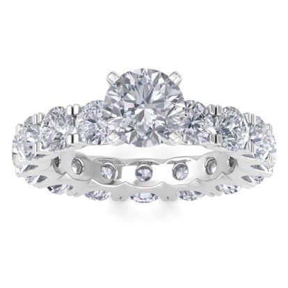 14 Karat White Gold 5 1/2 Carat Diamond Eternity Engagement Ring With 1 1/2 Carat Round Brilliant Center
, Ring Size 9