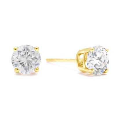 1 1/2 Carat Diamond Stud Earrings In 14 Karat Yellow Gold