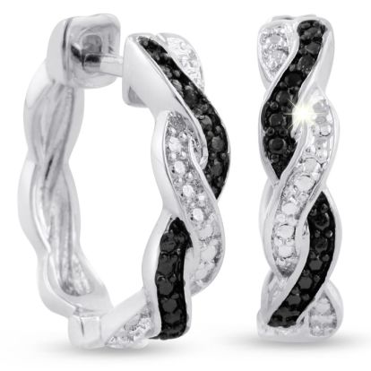 Black Diamond Swirl Huggy Hoop Earrings.  Wear Them Everyday...They Are So Cute!
