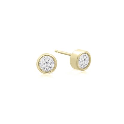 1/5 Carat Bezel Set Diamond Stud Earrings Crafted In 14 Karat Yellow Gold