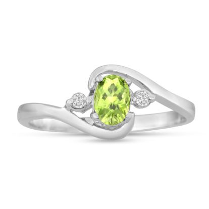 1/2ct Peridot and Diamond Ring In 14K White Gold
