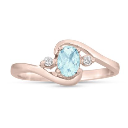 Aquamarine Ring: Aquamarine Jewelry: 1/2ct Aquamarine and Diamond Ring In 14K Rose Gold
