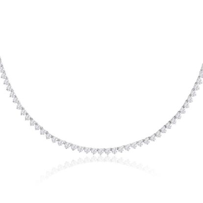 10 Carat Diamond Tennis Necklace In 14 Karat White Gold, 17 Inches
