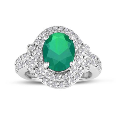 MasterCrafted 3 Carat Emerald and Diamond Ring in 14 Karat White Gold