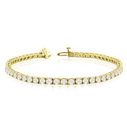 7 1/2 Carat Diamond Tennis Bracelet In 14 Karat Yellow Gold, 7 1/2 Inches