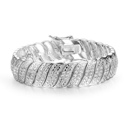 2 Carat Diamond Bracelet in White Gold Overlay. Wonderful Swirly Bold Look That Has Been Loved For Years!